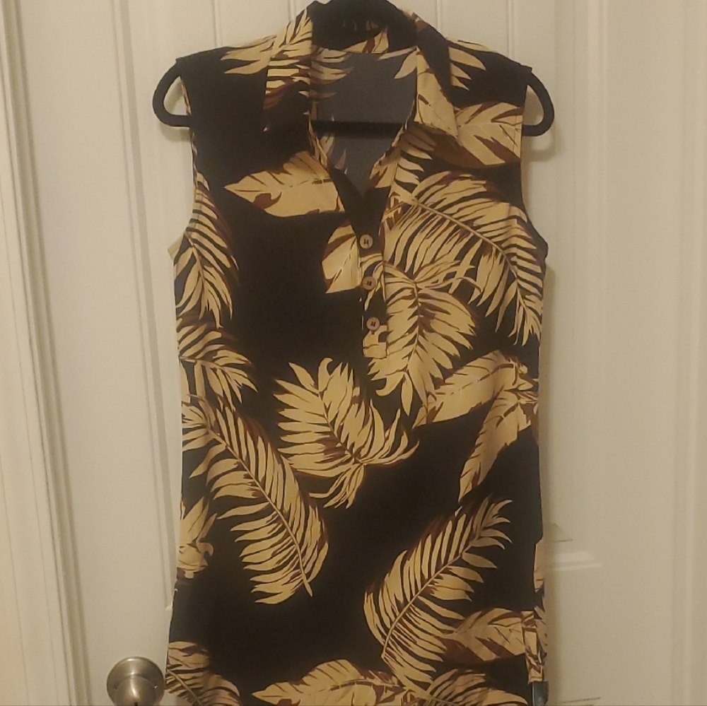 Cupshe Black and Tan Leaf Print Sundress Size M. - Picture 1 of 12